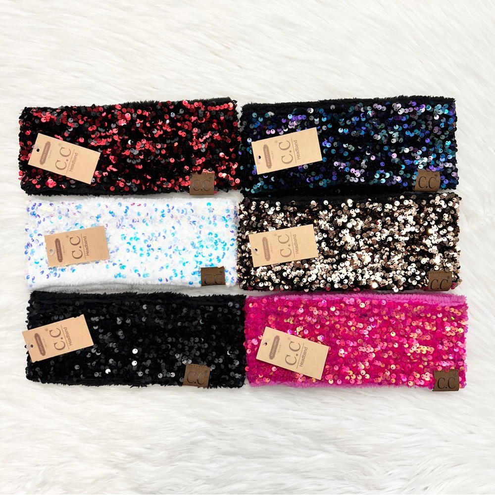 C.C Sparkly Sequin Headband, Winter Headband, Winter Headwraps, CC Headbands